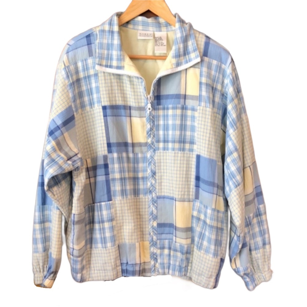 Vintage Koret zip-up patchwork quilt plaid jacket size large